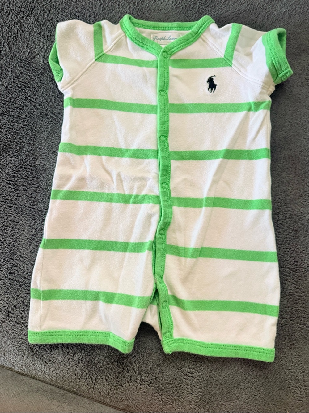 Polo by Ralph Lauren White & Green Striped Baby One-Piece